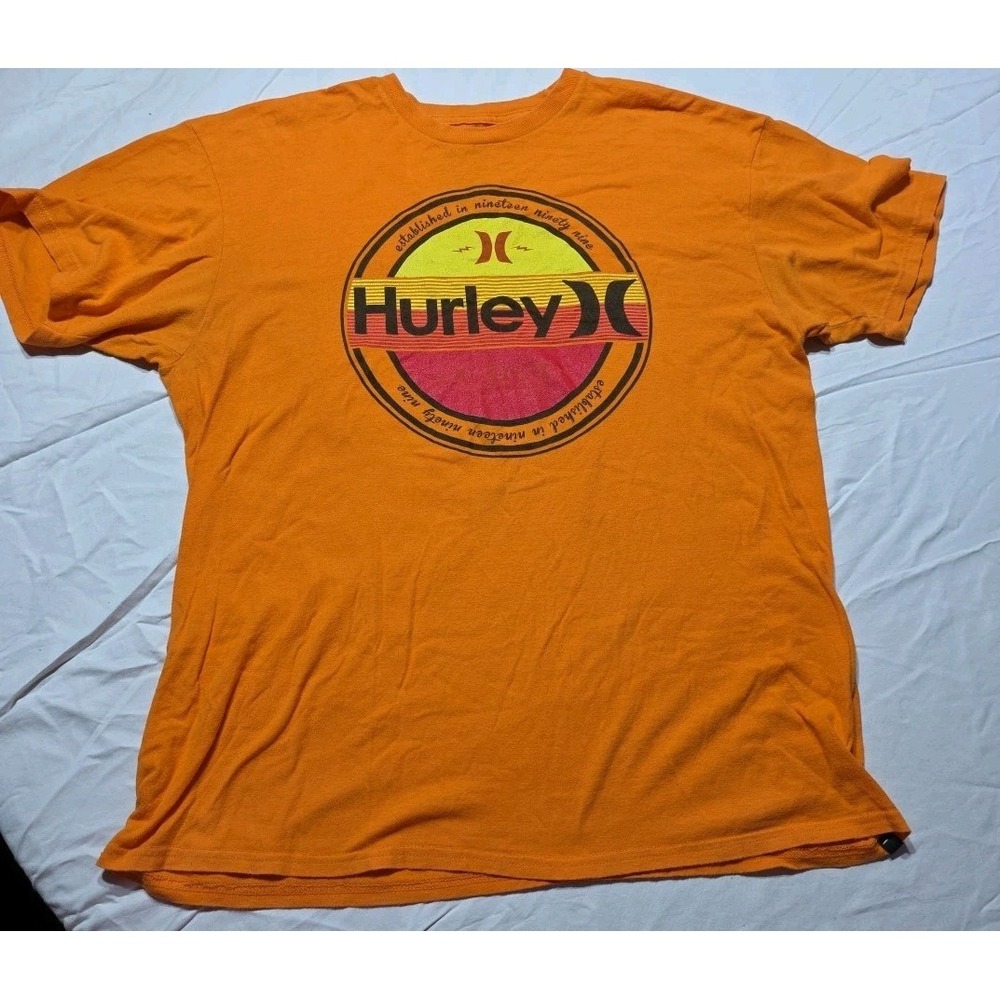 Vintage Hurley‎ Orange T-Shirt Men's Size L Surf Skate Y2K Classic Fit